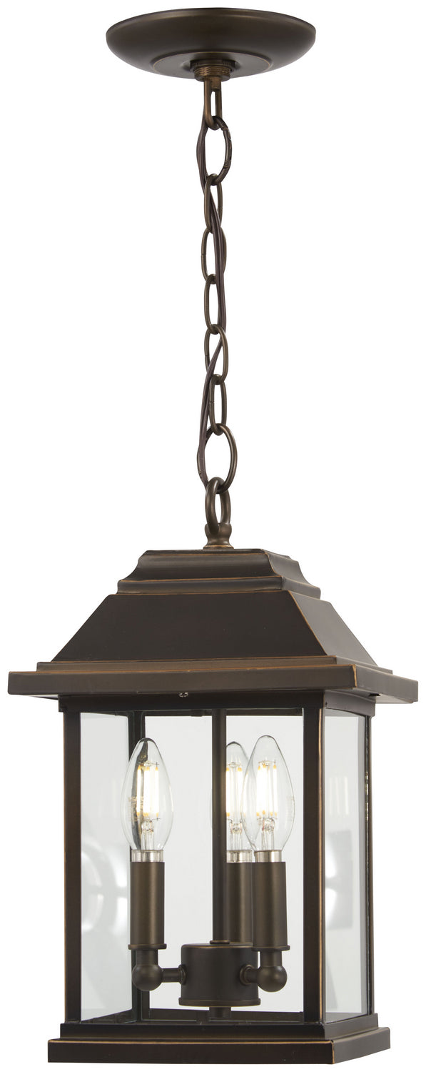 Mariner's Pointe Three Light Chain Hung Lantern in Oil Rubbed Bronze w/Gold Highlights