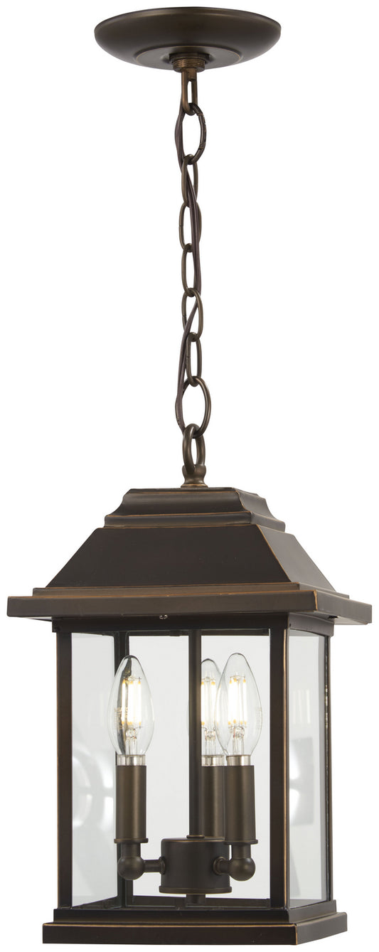Mariner's Pointe Three Light Chain Hung Lantern in Oil Rubbed Bronze w/Gold Highlights