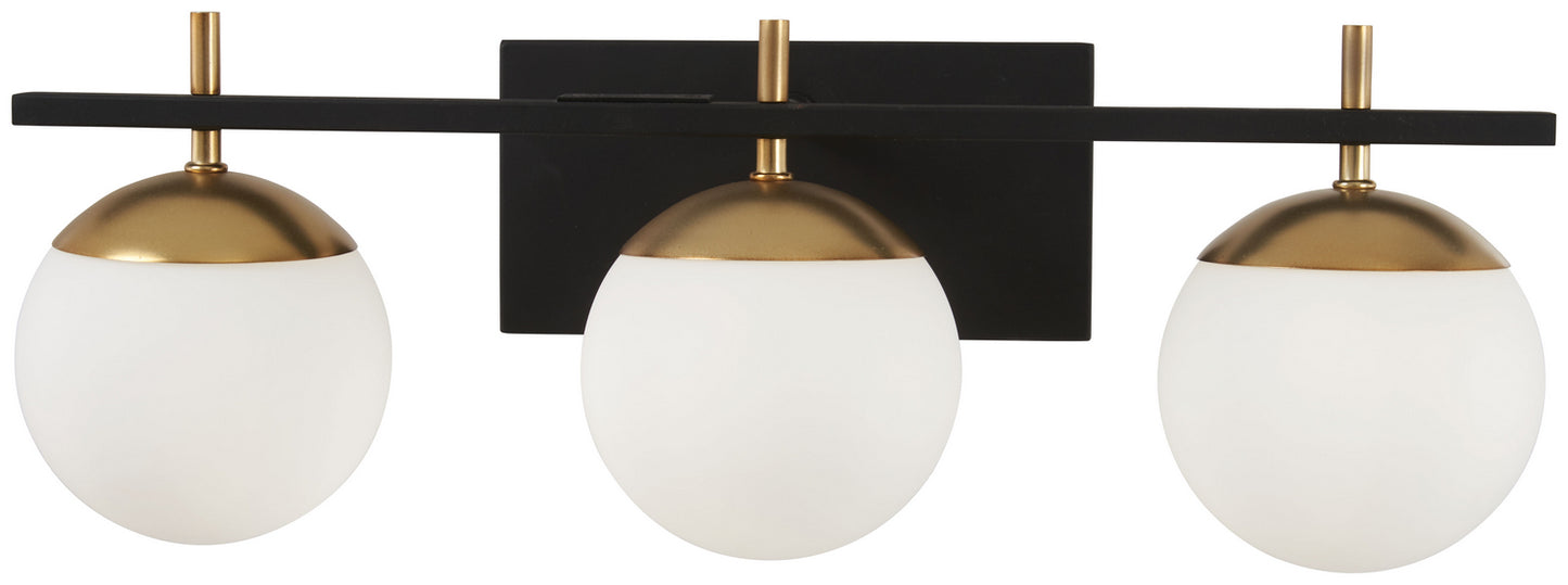 Alluria Three Light Bath in Weathered Black With Autumn Gold