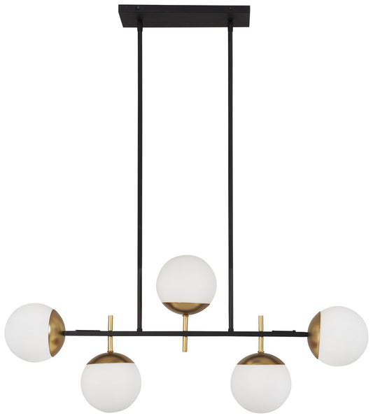 George Kovacs - P1355-618 - Five Light Island Pendant - Alluria - Weathered Black With Autumn Gold
