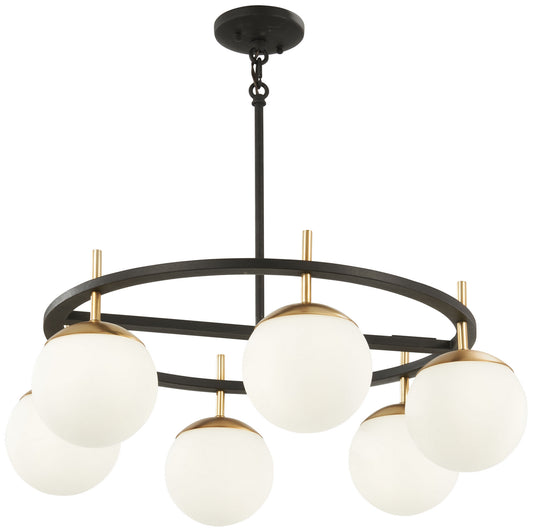Alluria Six Light Pendant in Weathered Black With Autumn Gold