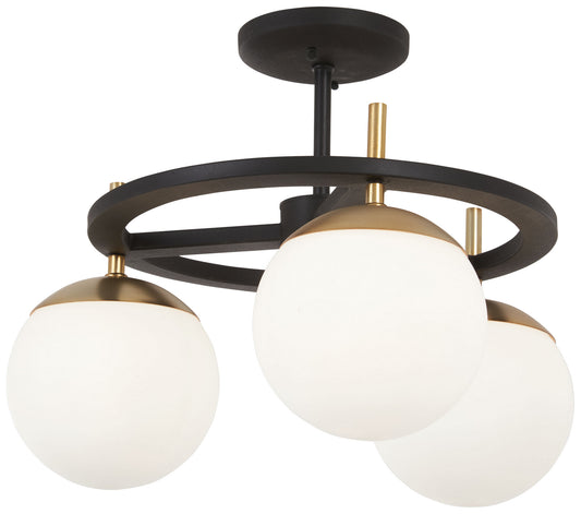 Alluria Three Light Semi Flush Mount in Weathered Black With Autumn Gold