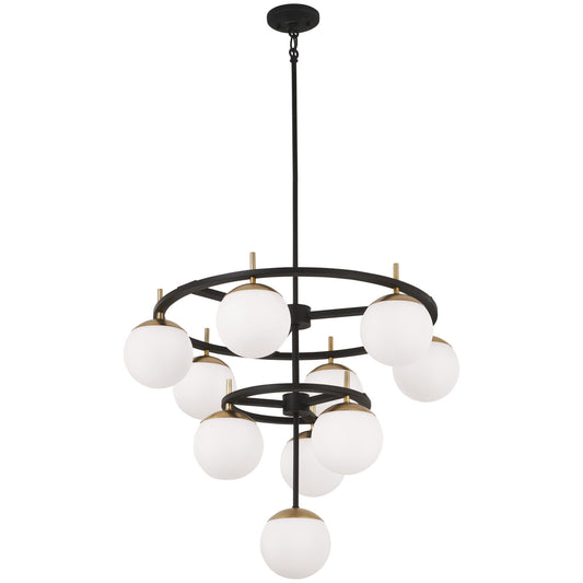 Alluria Ten Light Chandelier in Weathered Black With Autumn Gold