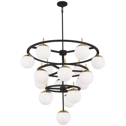 Alluria 16 Light Chandelier in Weathered Black With Autumn Gold