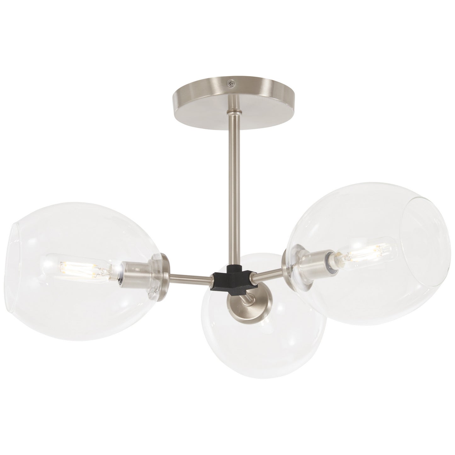 Nexpo Three Light Semi Flush Mount in Brushed Nickel With Black
