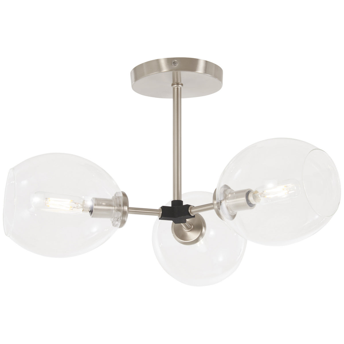 Nexpo Three Light Semi Flush Mount in Brushed Nickel With Black