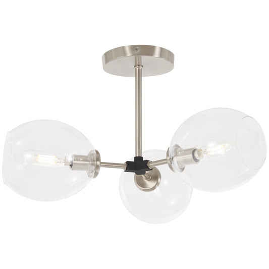 Nexpo Three Light Semi Flush Mount in Brushed Nickel With Black