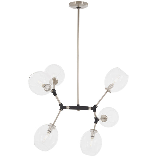 Nexpo Six Light Pendant in Brushed Nickel With Black