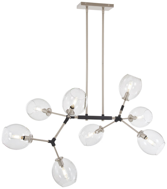 Nexpo Eight Light Chandelier in Brushed Nickel With Black