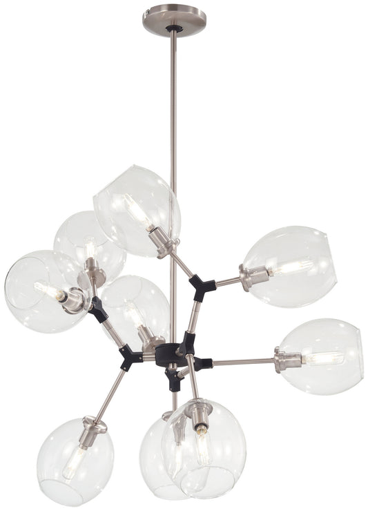 Nexpo Nine Light Chandelier in Brushed Nickel W/Black Accents
