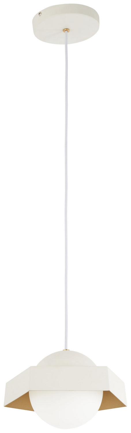 Five-O LED Mini Pendant in Textured White Exterior with Gold Leaf Interior