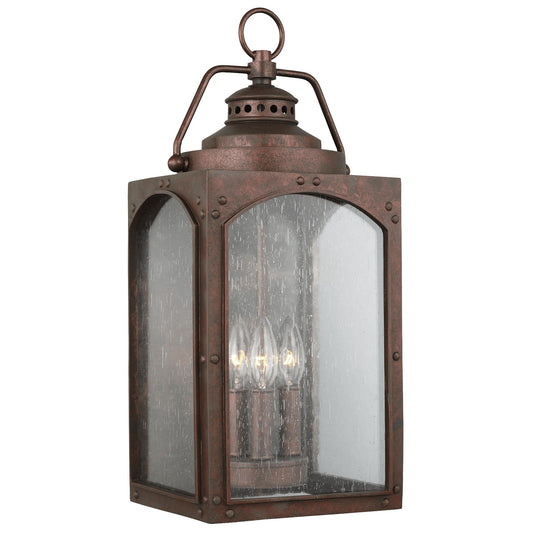 Randhurst Three Light Outdoor Wall Lantern in Copper Oxide