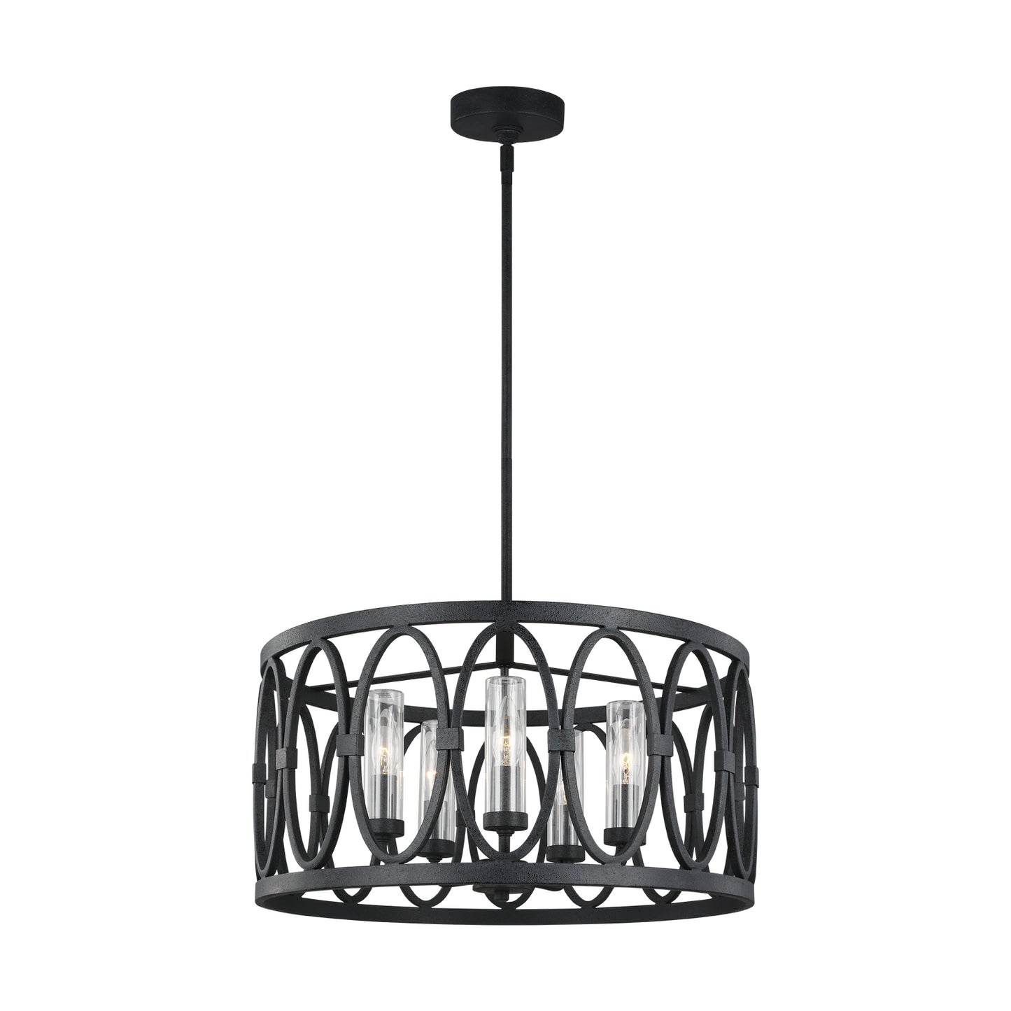Patrice Five Light Outdoor Chandelier in Dark Weathered Zinc