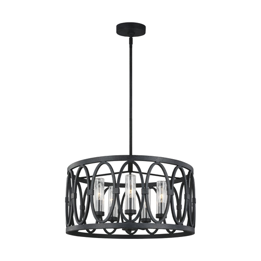 Patrice Five Light Outdoor Chandelier in Dark Weathered Zinc
