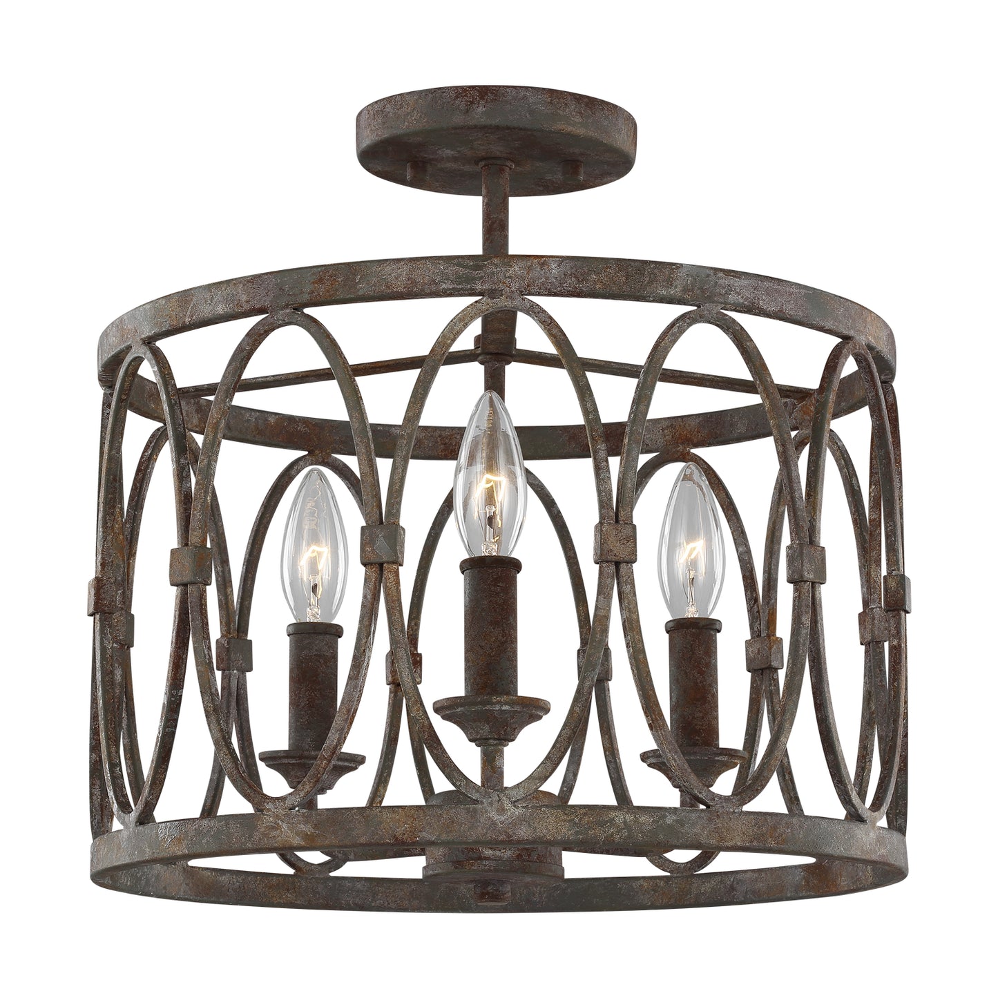Patrice Three Light Semi-Flush Mount in Deep Abyss