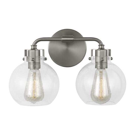 Clara Two Light Vanity in Satin Nickel