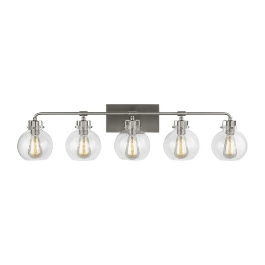 Clara Five Light Vanity in Satin Nickel