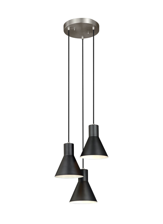 Towner Three Light Cluster Pendant in Brushed Nickel