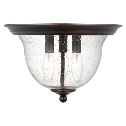 Belton Three Light Ceiling Flush Mount in Bronze