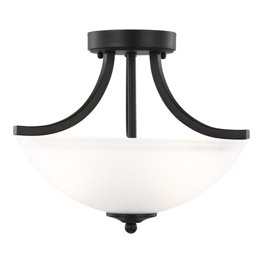 Geary Two Light Semi-Flush Convertible Pendant in Midnight Black