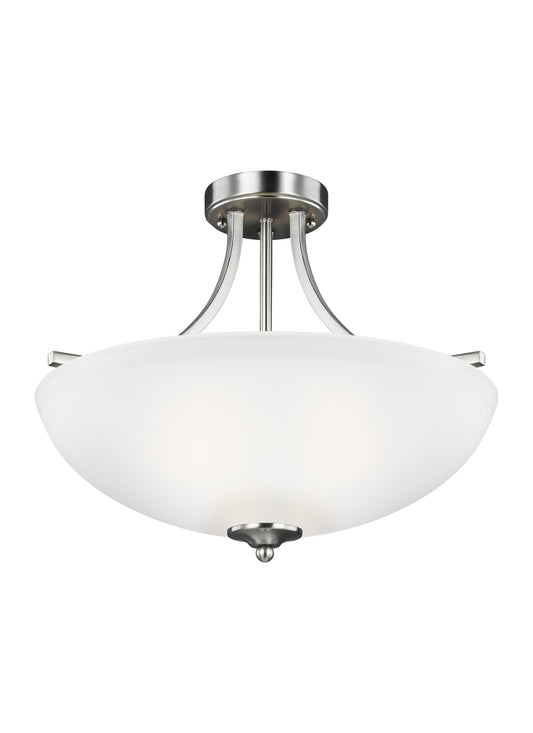 Geary Three Light Semi-Flush Convertible Pendant in Brushed Nickel