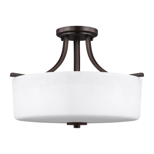 Canfield Three Light Semi-Flush Mount in Bronze