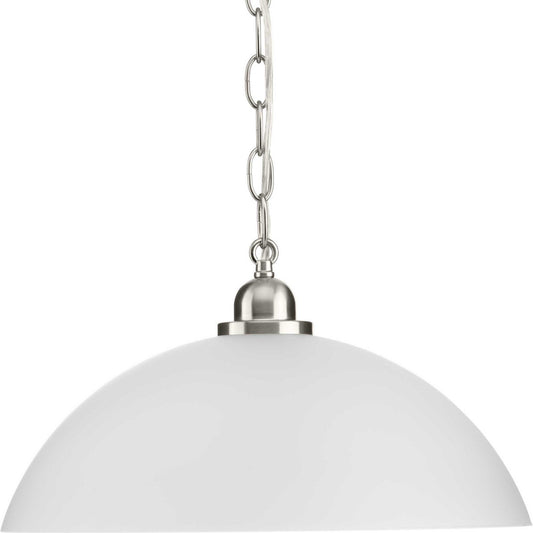 Classic Dome Pendant One Light Pendant in Brushed Nickel