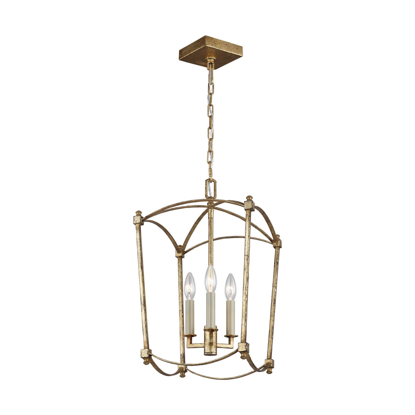 Thayer Three Light Lantern in Antique Gild