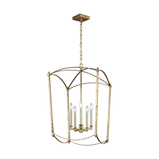 Thayer Five Light Lantern in Antique Gild