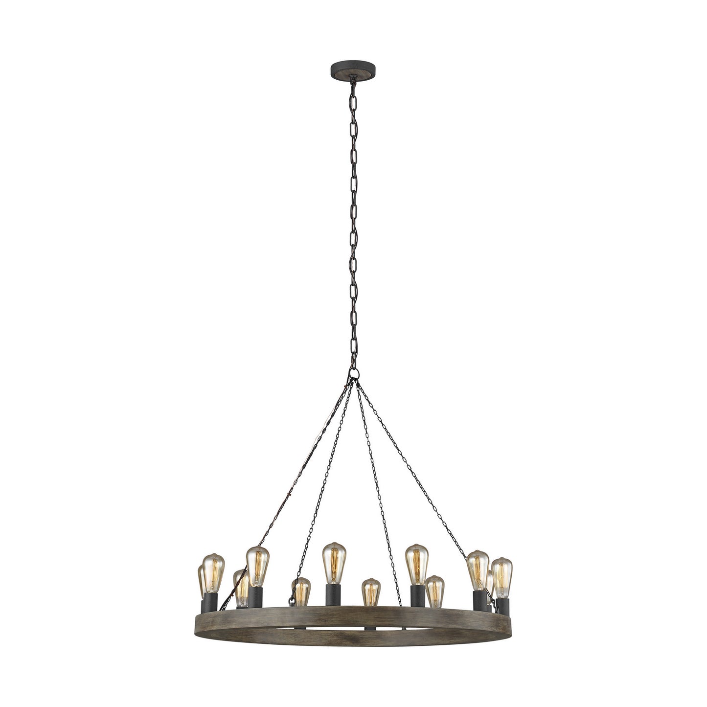 Avenir 12 Light Chandelier in Weathered Oak Wood / Antique Forged Iron