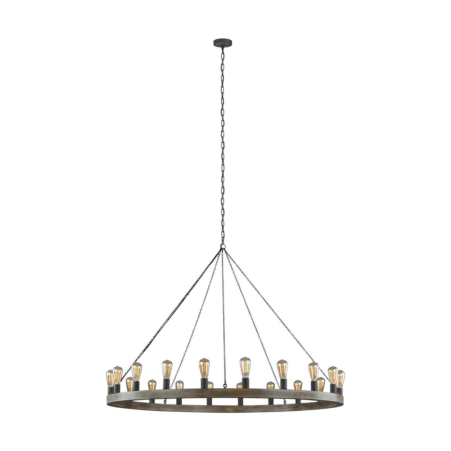 Avenir 20 Light Chandelier in Weathered Oak Wood / Antique Forged Iron