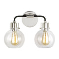 Clara Two Light Vanity in Polished Nickel/Textured Black