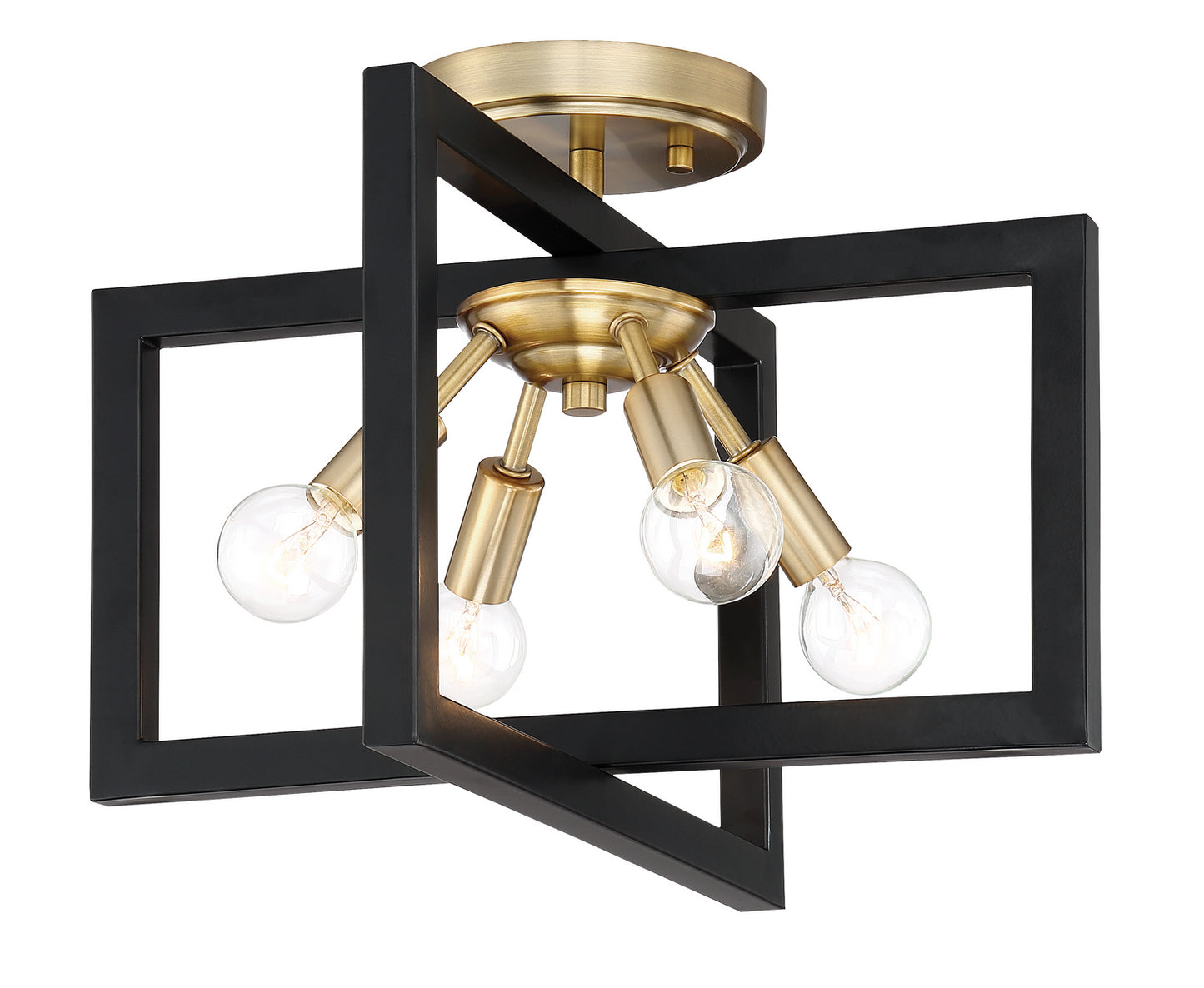 Xander Four Light Semi-Flush Mount in Aged Warm Brass