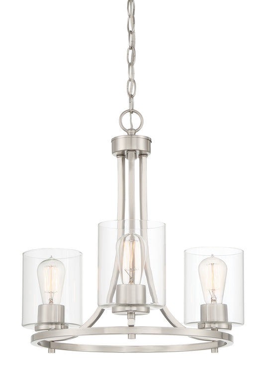 Liam Three Light Chandelier in Platinum (Satin)