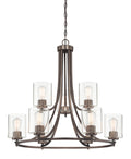 Liam Nine Light Chandelier in Bronze (Satin Copper)