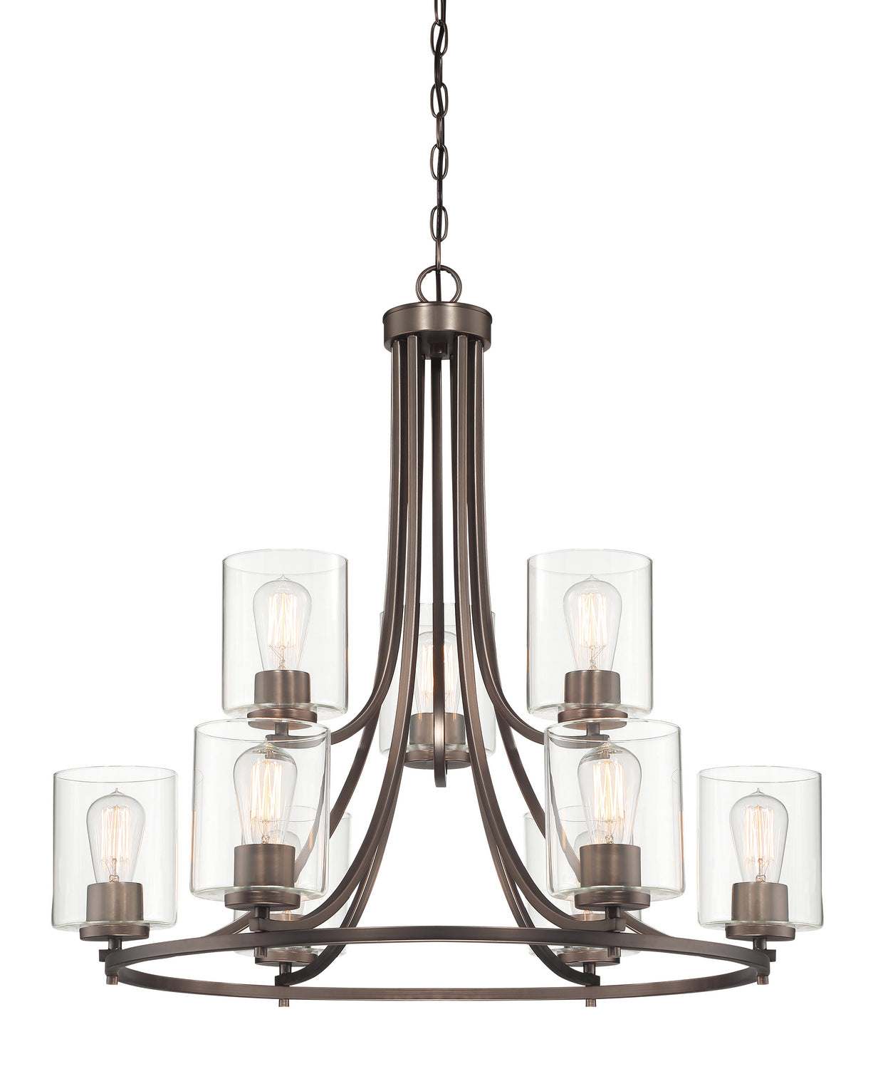 Liam Nine Light Chandelier in Bronze (Satin Copper)