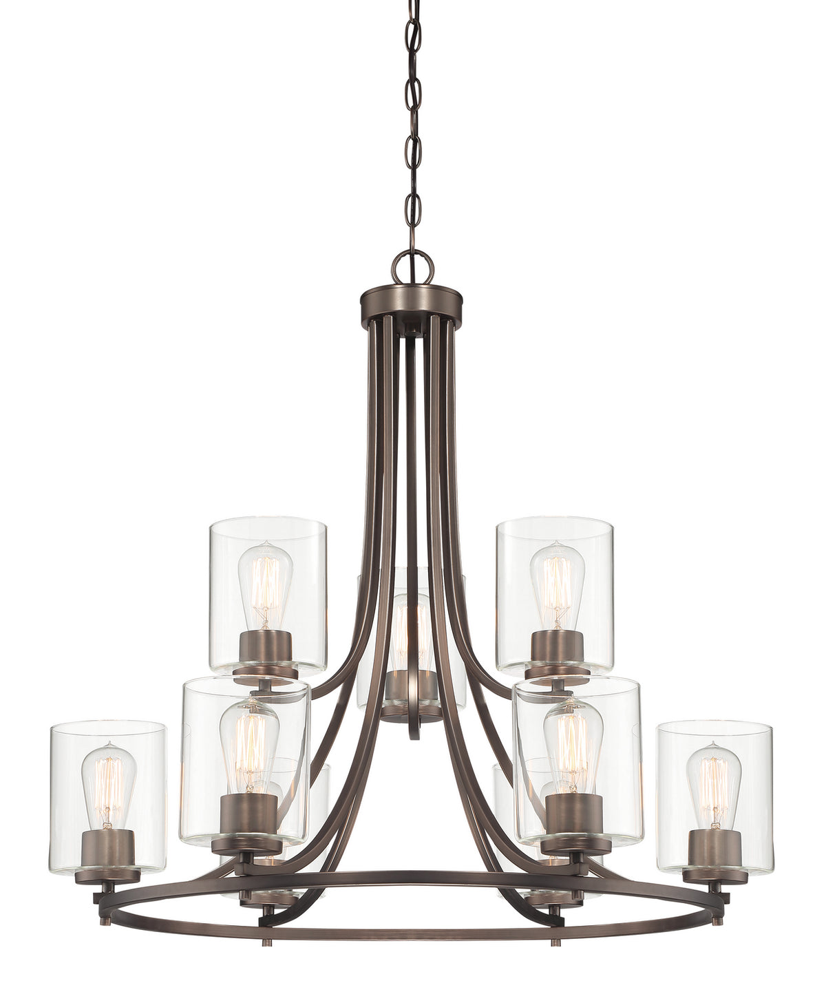 Liam Nine Light Chandelier in Bronze (Satin Copper)