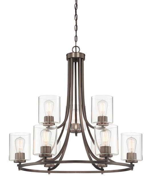 Liam Nine Light Chandelier in Bronze (Satin Copper)