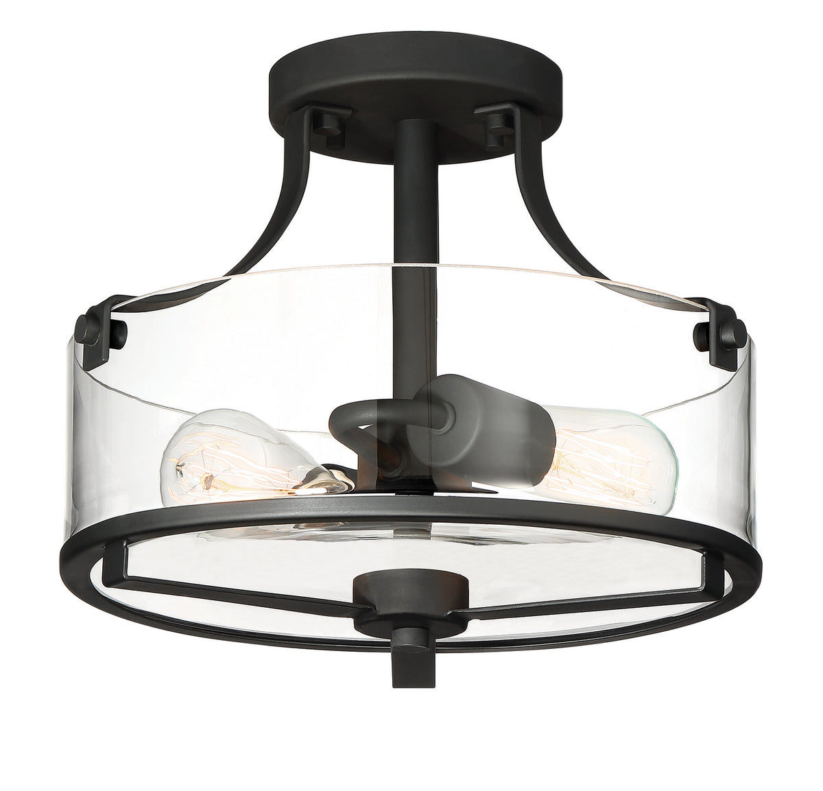 Jedrek Two Light Semi-Flush Mount in Black