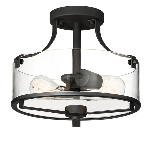 Jedrek Two Light Semi-Flush Mount in Black