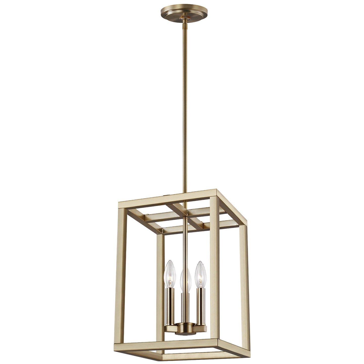Moffet Street Three Light Hall / Foyer Pendant in Satin Brass
