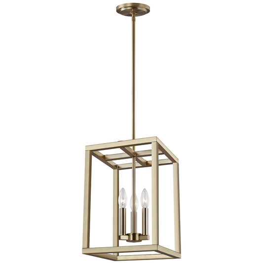 Moffet Street Three Light Hall / Foyer Pendant in Satin Brass