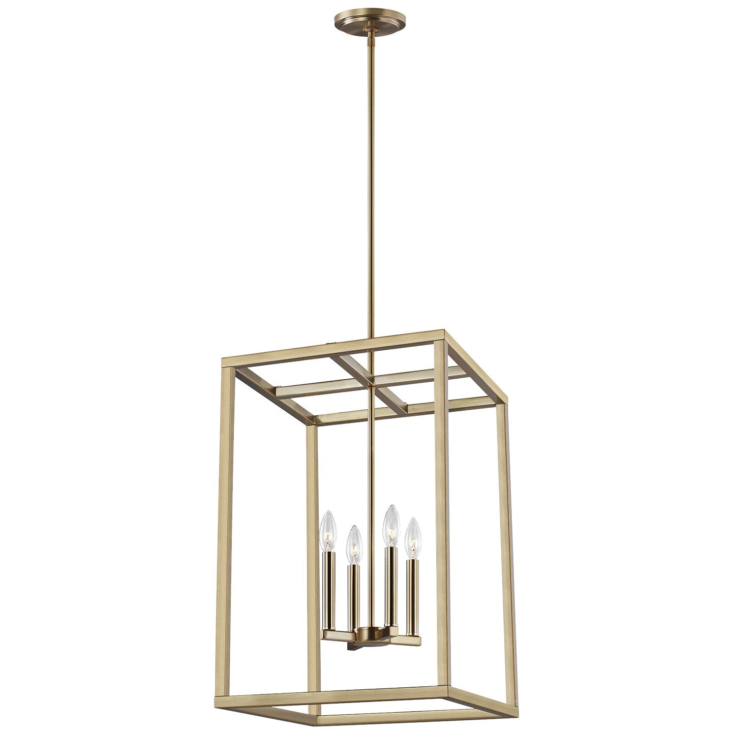 Moffet Street Four Light Hall / Foyer Pendant in Satin Brass