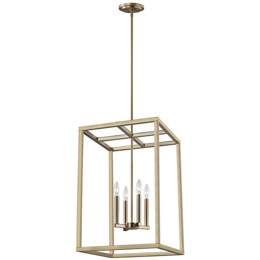 Moffet Street Four Light Hall / Foyer Pendant in Satin Brass