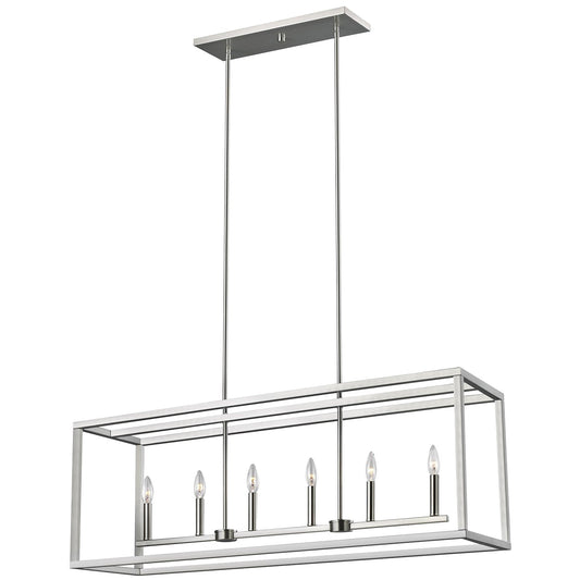 Moffet Street Six Light Island Pendant in Brushed Nickel