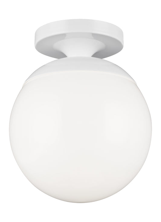 Leo - Hanging Globe One Light Wall / Ceiling Semi-Flush Mount in White