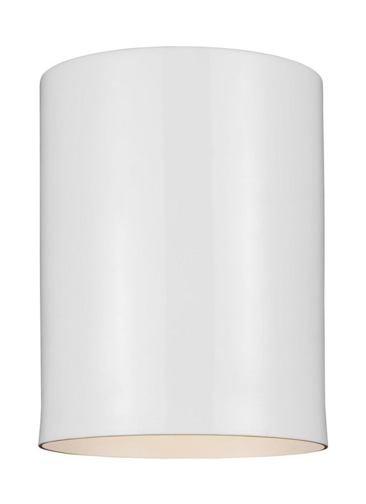 Outdoor Cylinders One Light Outdoor Flush Mount in White