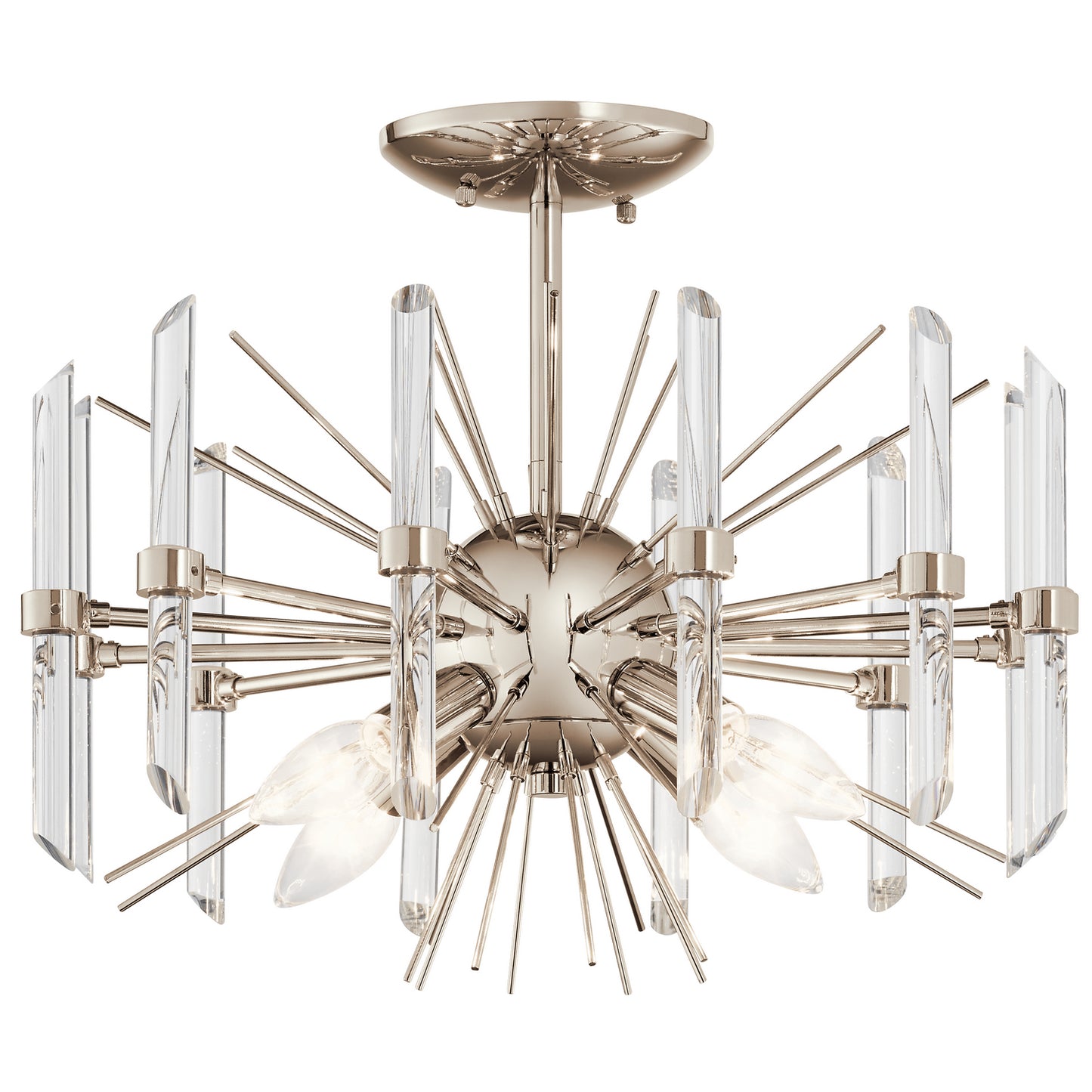 Eris Four Light Semi Flush Mount in Polished Nickel