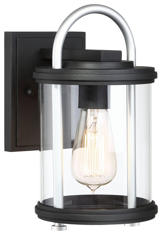 Keyser One Light Outdoor Wall Mount in Black w/Silver