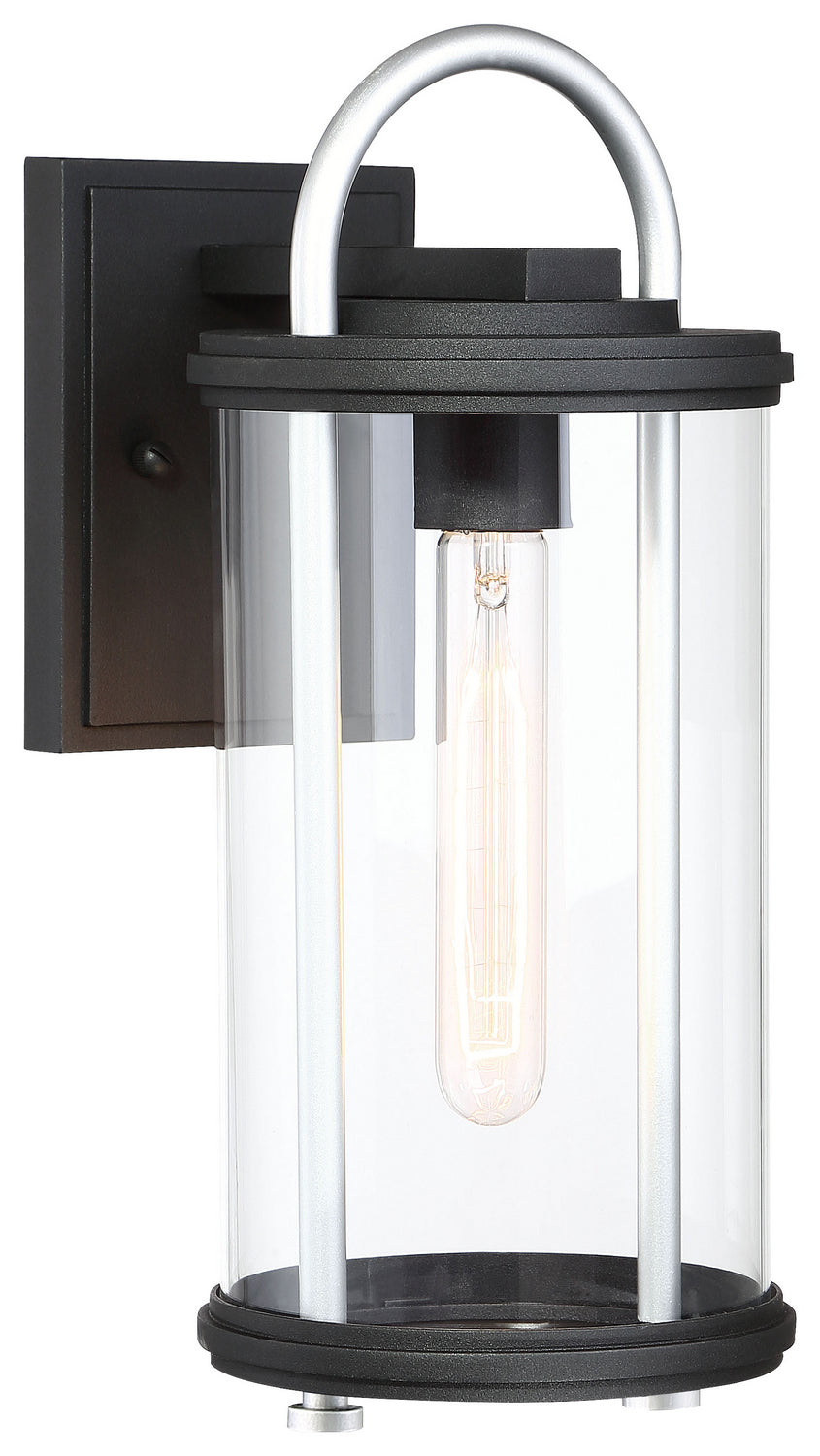 Keyser One Light Outdoor Wall Mount in Black w/Silver